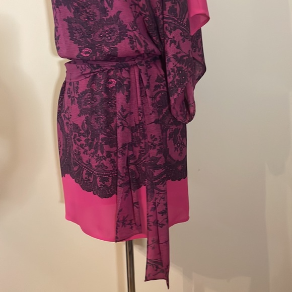BCBGMaxAzria Leia Begonia Combo Pink and Black One Shoulder Dress Size XXS - Picture 7 of 16